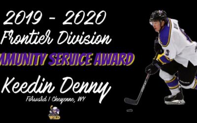 Keedin Denny receives the NA3HL Frontier Division Community Service Award